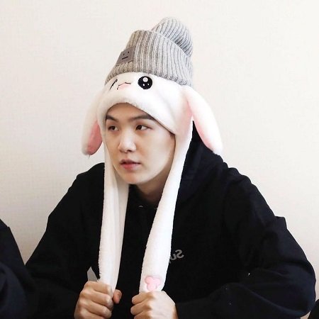 민윤기┊SUGA on Instagram_ “Sorry for the late post but my mood was somewhere between the bunny hat and beanie_ ⠀[Tags] #suga #minyoongi #yoongi…”.jpg